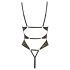 Abierta Fina - body aperto in pizzo con strass (nero) - L