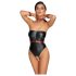 Cottelli Bondage - body lucido e manette (nero) - M