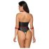 Cottelli Bondage - body lucido e manette (nero) - M