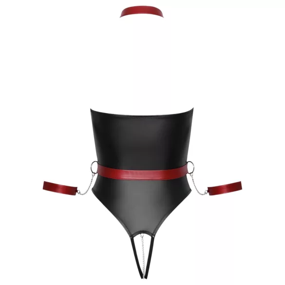 Cottelli Bondage - body lucido con manette per polsi - nero - L