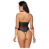 Cottelli Bondage - body lucido con manette per polsi - nero - L