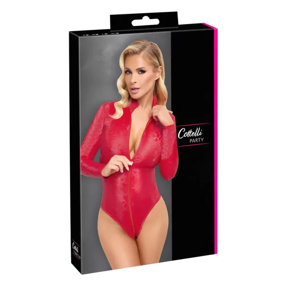 Cottelli - body donna effetto pelle serpente - rosso