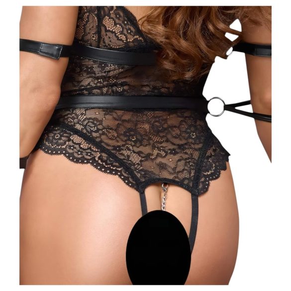 Cottelli Bondage - body aperto in pizzo - nero