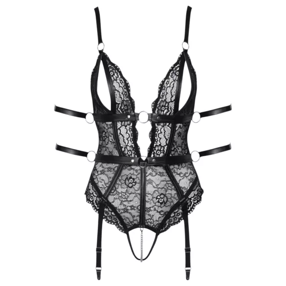 Cottelli Bondage - body aperto in pizzo - nero