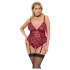 Cottelli Curves - body in pizzo con catena - rosso - 2XL