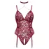 Cottelli Curves - body in pizzo con catena - rosso - 2XL