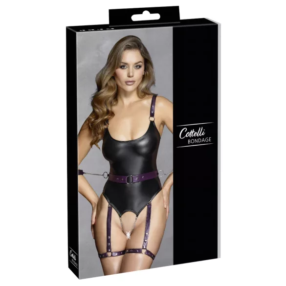 Cottelli - body bondage aperto con manette - nero