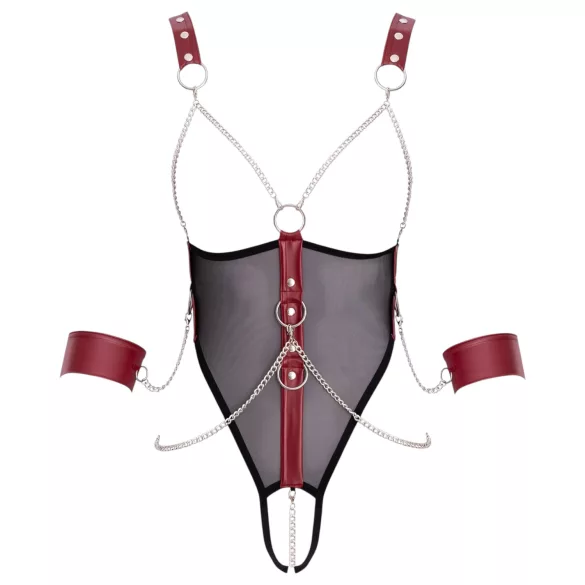 Cottelli Bondage - body aperto con cinturini e catena - nero - M