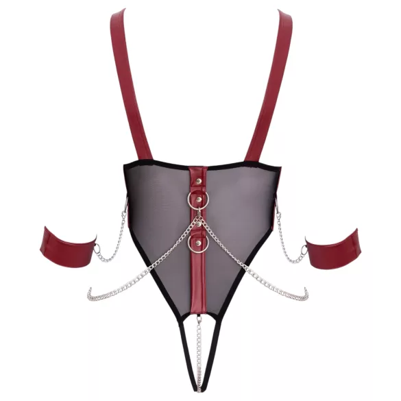 Cottelli Bondage - body aperto con cinturini e catena - nero - M