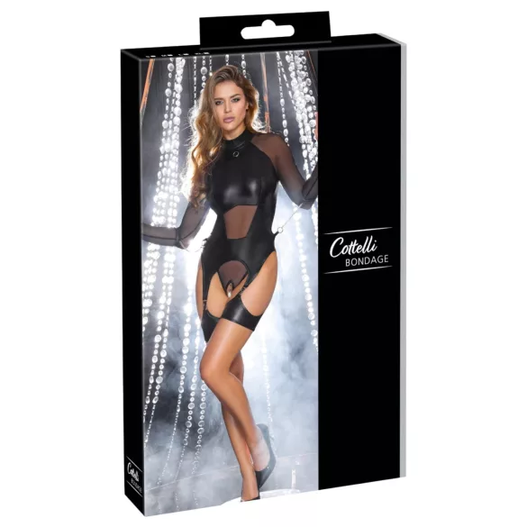 Cottelli Bondage - top trasparente con manette - nero - M