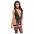 Noir Libido - body con reggicalze - nero - L