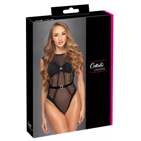 Cottelli - body trasparente in pizzo nero