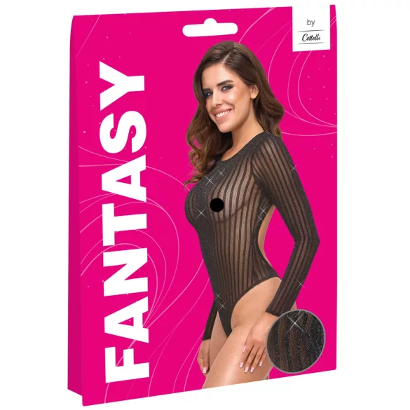 Cottelli - body a righe con filato argentato (nero) - S-L