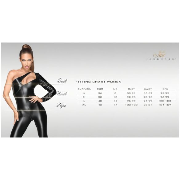 Noir - abito plissettato donna - scollo trasparente con collo - nero - XL