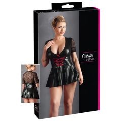 Cottelli Plus Size - abito lucido - corsetto rosso - nero