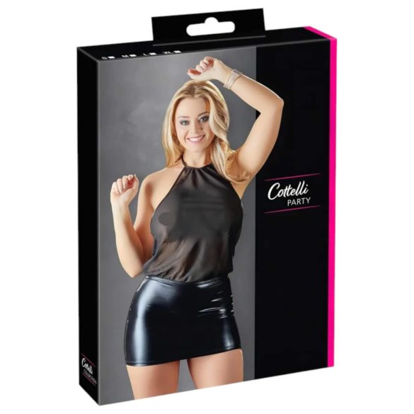 Cottelli - abito trasparente chiffon lucido - nero - M