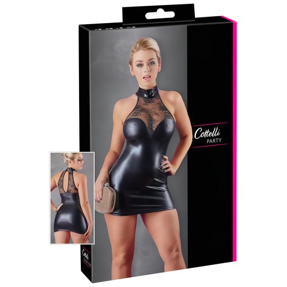 Cottelli - mini abito nero in pizzo con collare brillante - M