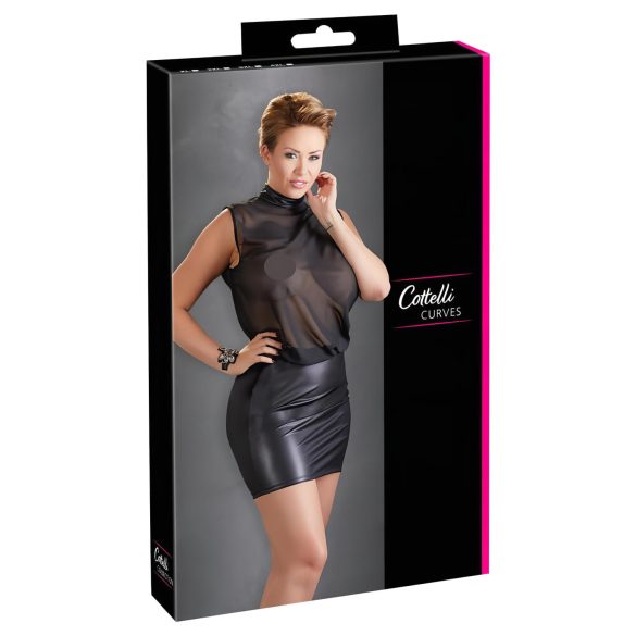 Cottelli Curvy - abito di chiffon lucente (nero)