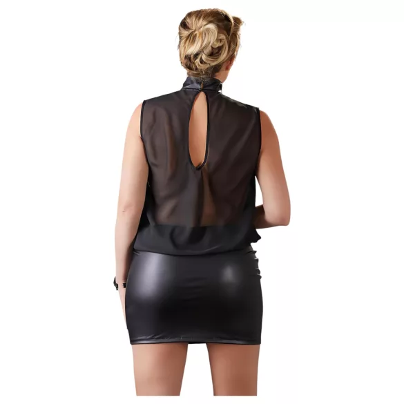 Cottelli Plus Size - abito trasparente chiffon lucido - nero