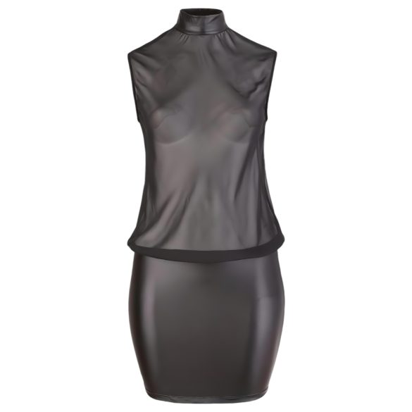 Cottelli Plus Size - abito trasparente chiffon lucido - nero - 2XL