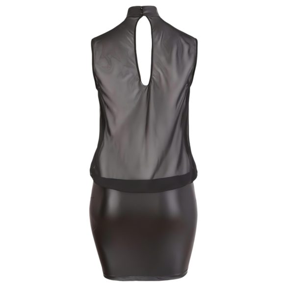 Cottelli Plus Size - abito trasparente chiffon lucido - nero - 3XL