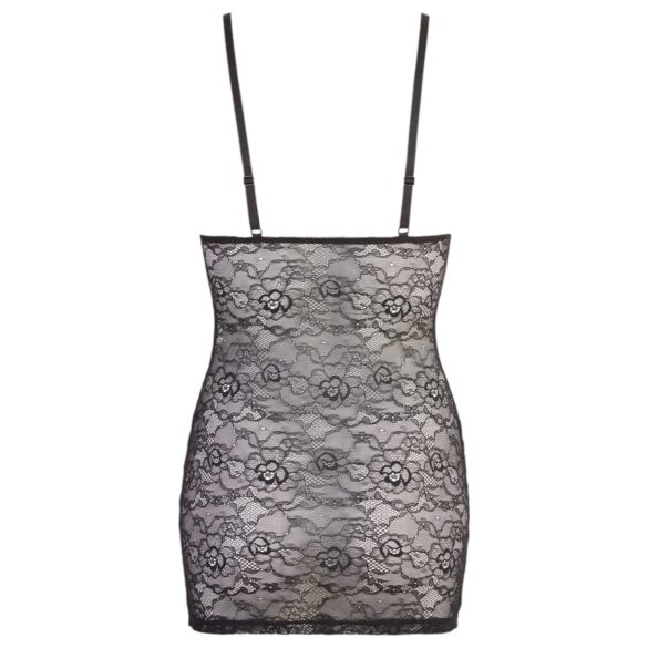 Cottelli - abito aderente a righe lucide in pizzo - nero - XL