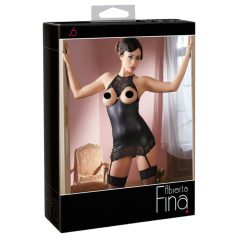 Abierta Fina - minidress sensuale - tessuto lucido - nero