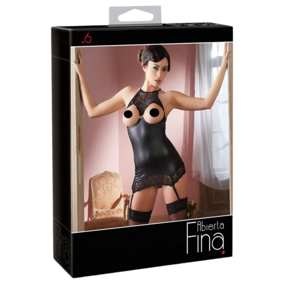 Abierta Fina - minidress sensuale - tessuto lucido - nero - XL
