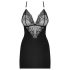 Obsessive - abito sexy con spalline strass e perizoma - nero - L/XL