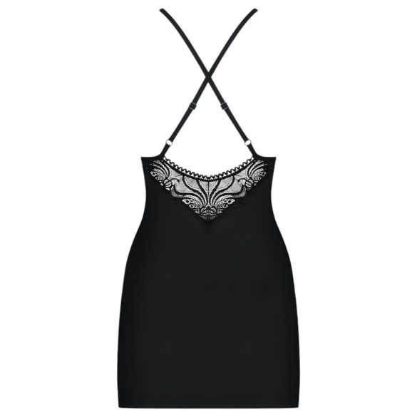 Obsessive - abito sexy con spalline strass e perizoma - nero - L/XL
