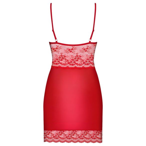 Obsessive Lovica - babydoll in pizzo con perizoma - rosso - 2XL