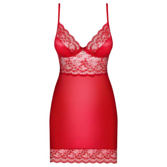 Obsessive Lovica - babydoll in pizzo con perizoma - rosso