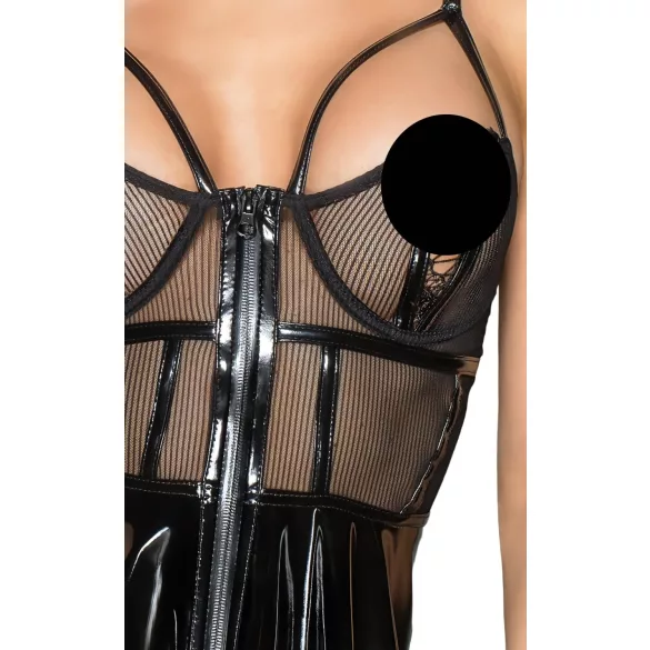Noir - abito in vernice con inserti a rete - nero - M