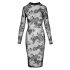Noir - vestito trasparente a fiori, manica lunga (nero) - M