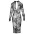 Noir - vestito trasparente a fiori, manica lunga (nero) - M