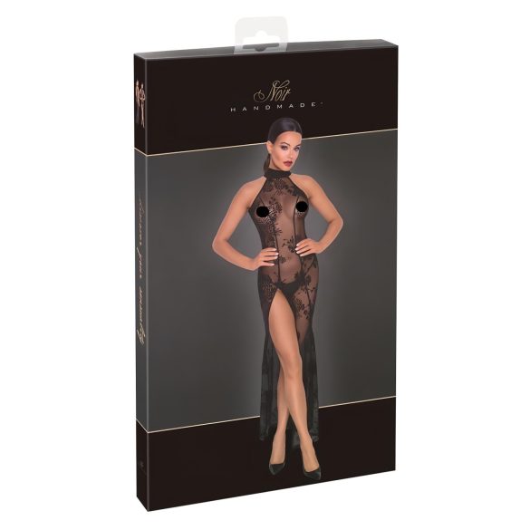 Noir - abito lungo trasparente floreale - nero