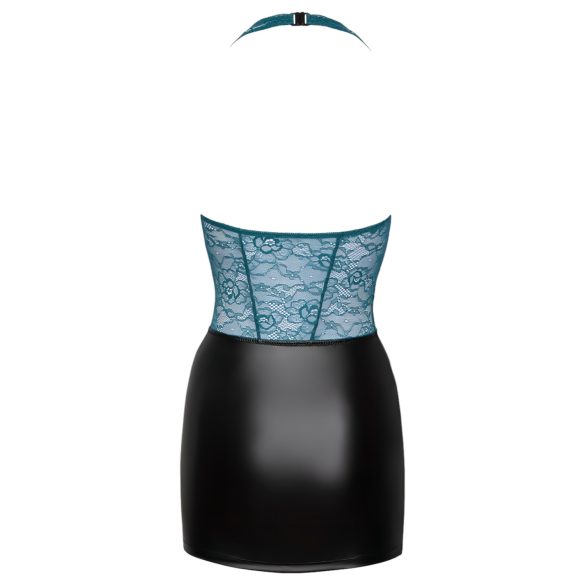 Cottelli - abito sexy pizzo e lucido con lacci - nero verde - L