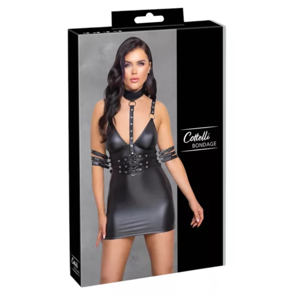 Cottelli Bondage - mini abito lucido con collo - nero - M