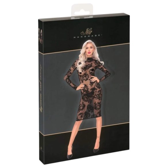 Noir - abito nero a maniche lunghe con motivo floreale