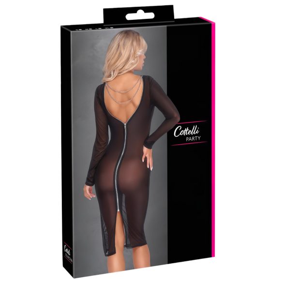Cottelli Party - abito trasparente con zip - nero