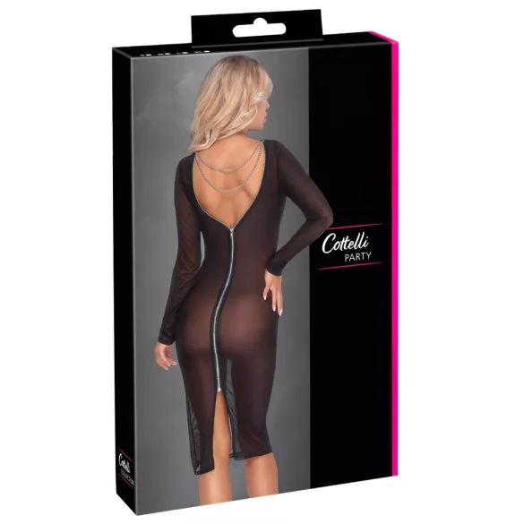 Cottelli Party - abito trasparente con zip - nero - M