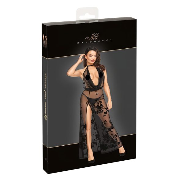 Noir - Maxi abito trasparente floreale (nero) - M