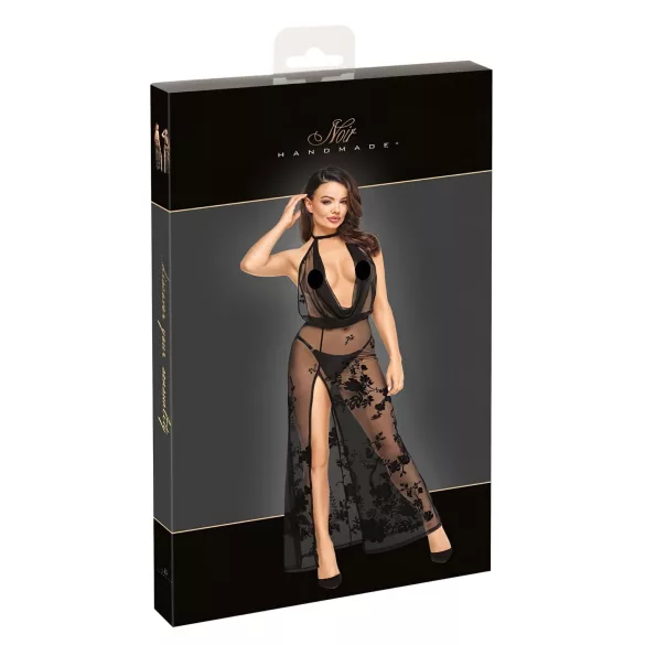 Noir - Maxi abito trasparente floreale (nero) - L