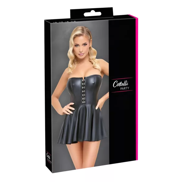 Cottelli - mini abito lucido con gonna plissettata - nero
