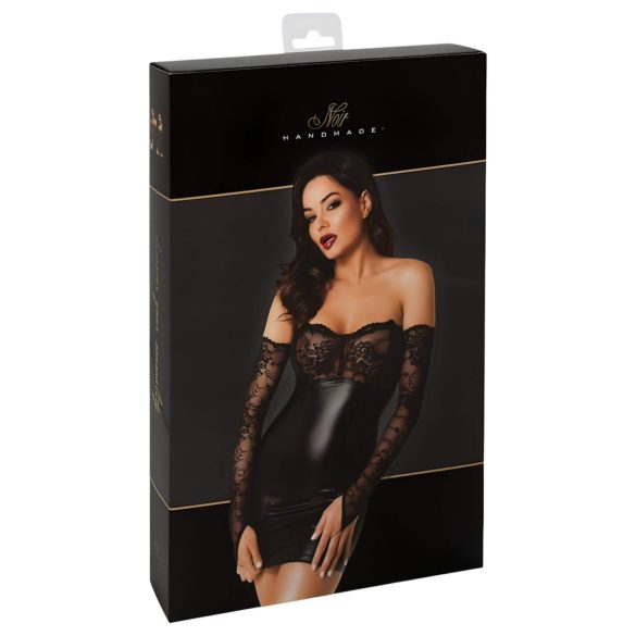 Noir - abito lucido con inserti di pizzo (nero) - M