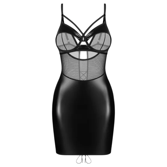 Obsessive - mini abito kinky donna - effetto lucido trasparente - nero