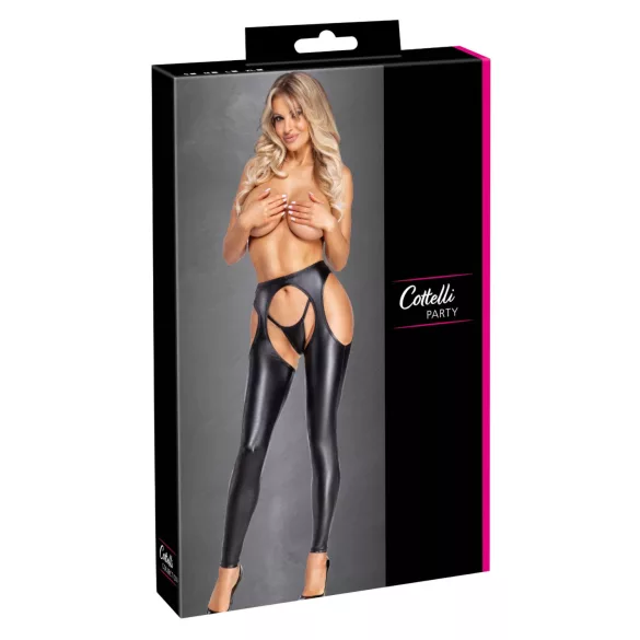 Cottelli - set pantaloni chaps aperti e perizoma (nero)