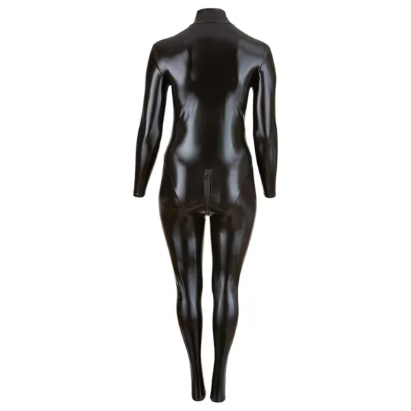 Cottelli Plus Size - tuta aderente lucida maniche lunghe - nero