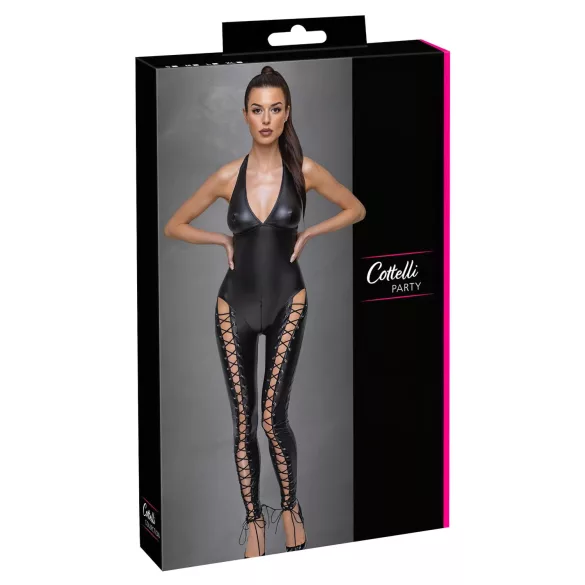 Cottelli Party - tuta sexy allacciata al collo (nera) - XL