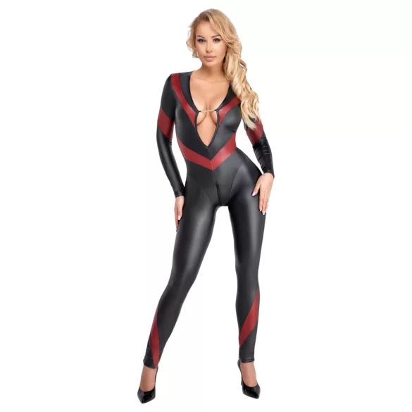 Cottelli - tuta effetto pelle con zip - nero - L